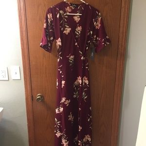 September Sunsets Burgundy Floral Print Wrap Maxi